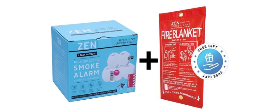 FREE ZEN fire blanket with all ZEN Interconnected Smoke Alarm bundle packs