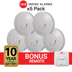 Red R10RF Wireless Interconnected Photoelectric Smoke Alarm 5 Pack