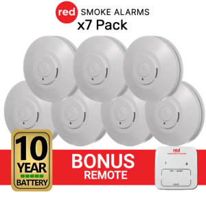 Red R10RF Wireless Interconnected Photoelectric Smoke Alarm 7 Pack