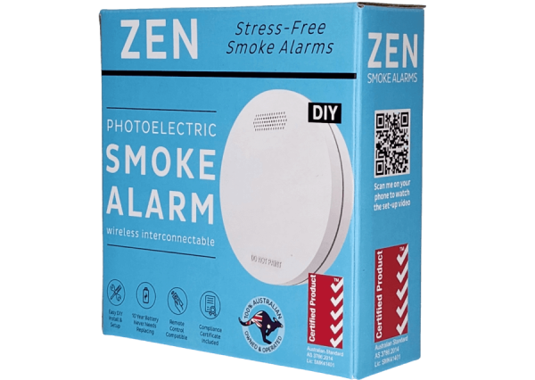 ZEN Photoelectric Smoke Alarm Wireless Interconnectable - 1 Pack Angled Front
