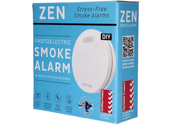 ZEN Interconnected Smoke Alarms Wireless Photoelectric - 1 Pack Angled Front