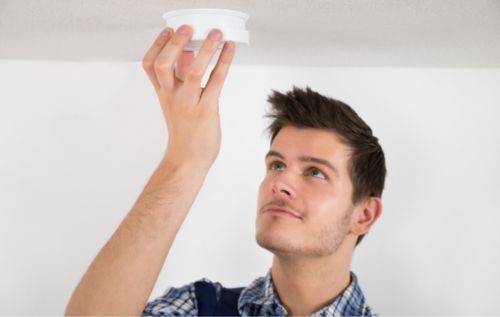 Wireless interconnected photoelectric smoke alarm install