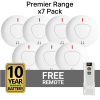 Interconnected smoke alarms - 7 pack + free remote