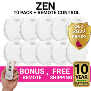 ZEN Smoke Alarms - 10 Pack Bundle with Bonus Remote and 10 Year Battery