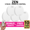 ZEN Smoke Alarms - 5 Pack Bundle with Bonus Remote and 10 Year Battery