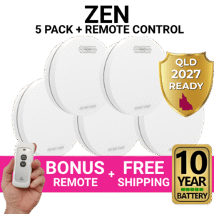 ZEN Smoke Alarms - 5 Pack Bundle with Bonus Remote and 10 Year Battery