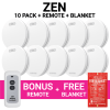 ZEN Interconnected Smoke Alarms 10 Pack + Bonus Remote & Free Fire Blanket