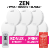 ZEN Interconnected Smoke Alarms 7 Pack + Bonus Remote & Free Fire Blanket