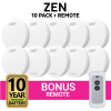 Zen Photoelectric Smoke Alarm - 10 pack with bonus remote