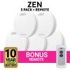Zen Photoelectric Smoke Alarm - 5 pack with bonus remote