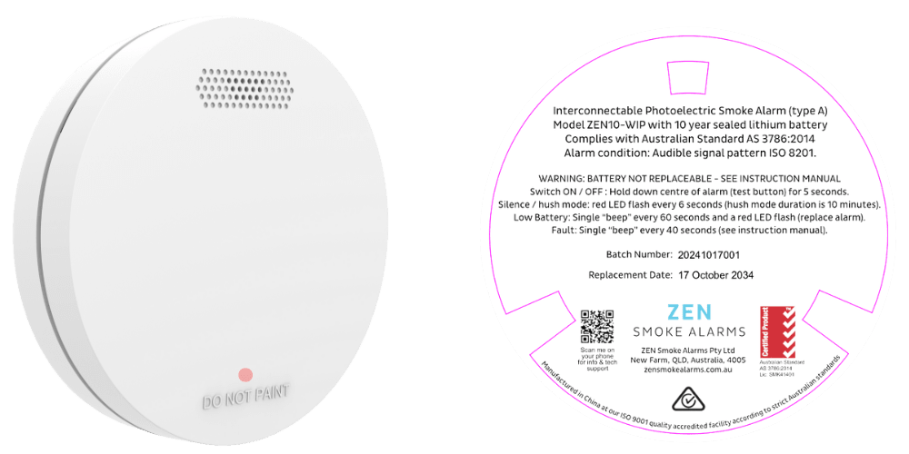 ZEN Smoke Alarms Front and Back image